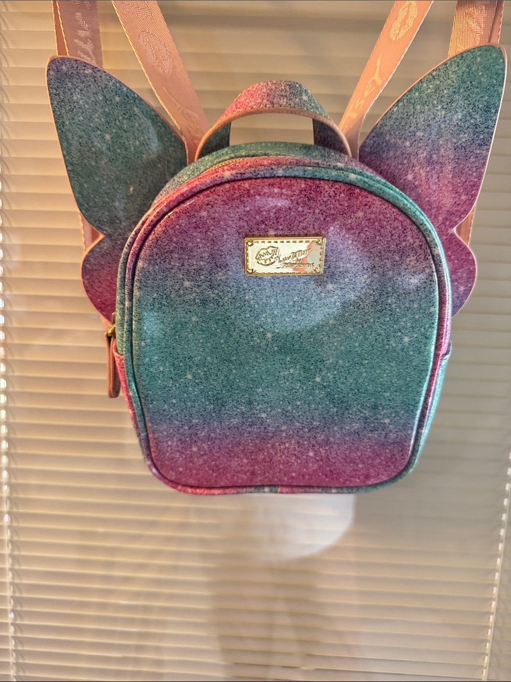 Betsey Johnson Glitter Ombre Butterfly Mini Backpack - Pink & Teal